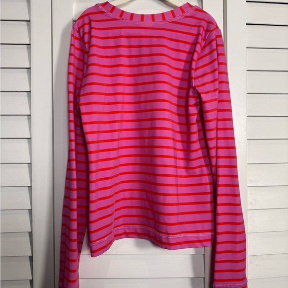 Hanna Andersson Pink and Red Striped Long Sleeve Shirt/Rash Guard Size 12 - Picture 3 of 4